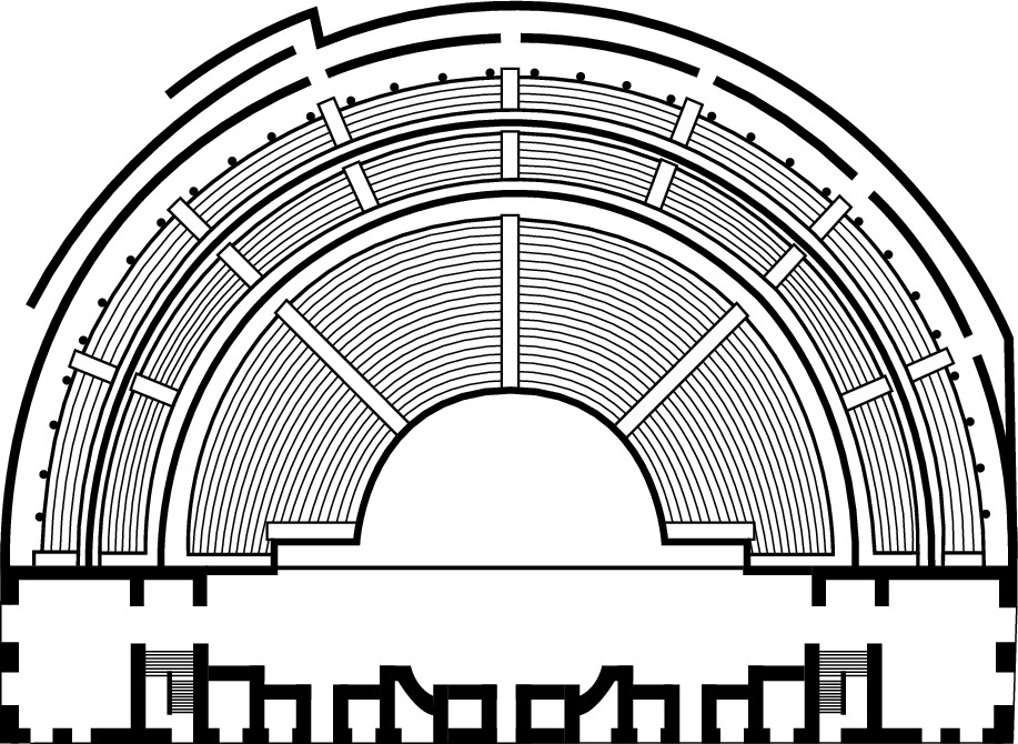 Figure 8-4: The plan of the Roman theatre at Orange in Gaul, one of the best-preserved. Most others were similar.